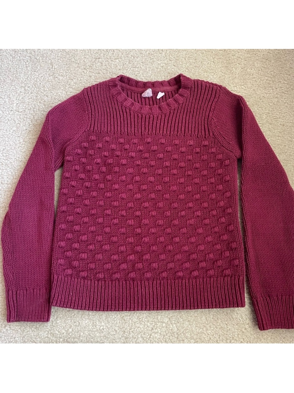 Gap Kids Burgundy Crewneck Sweater with detail